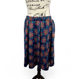 LuLaRoe Skirt Madison Floral Print Burgundy Teal Navy Womens Large